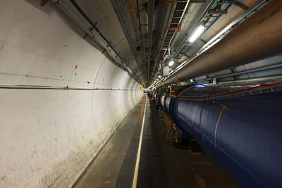 View of illuminated underground walkway