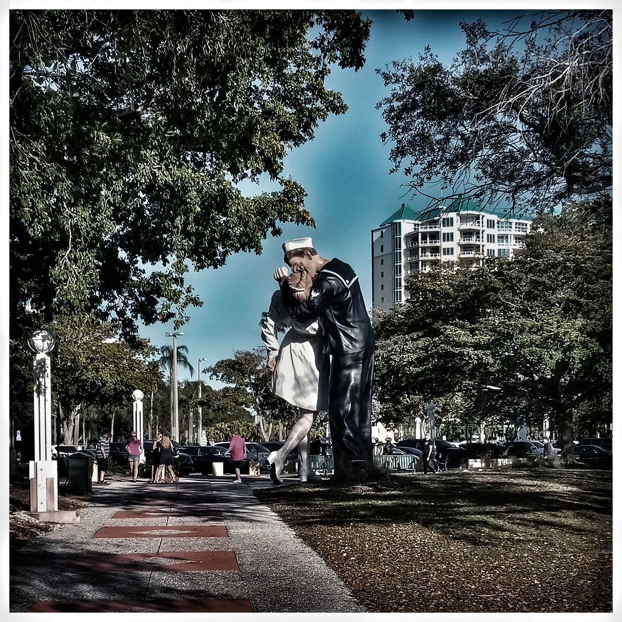 Surrender... Sarasota Florida City Tree Pixelated Men Road Spraying Full Length Street Sky Architecture
