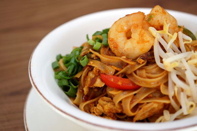 Close-up of noodles served in plate