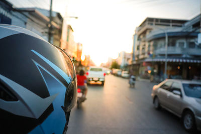 View of city street against sky