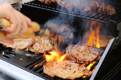 Meat on barbecue grill