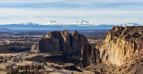 Panoramic view of snowcapped mountain against sky