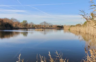 Scenic view of lake against sky