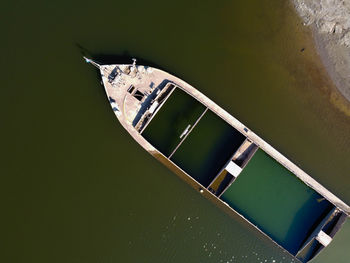 High angle view of boat in sea