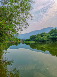 Scenic view of lake against sky