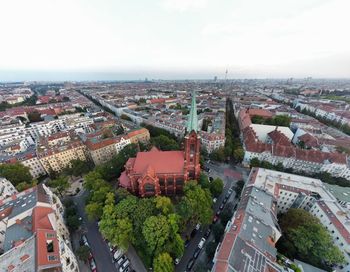 High angle view of buildings in city