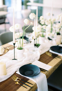 Close-up of place setting on table