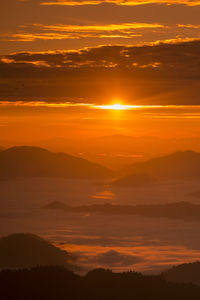 Scenic view of dramatic sky during sunset