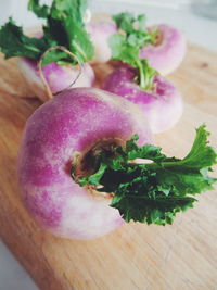 Close-up of food on wooden table