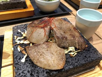 Close-up of food on table