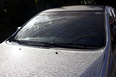 High angle view of car on side-view mirror