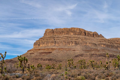 Rock formations on landscape against sky