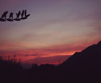 Silhouette of mountain at sunset