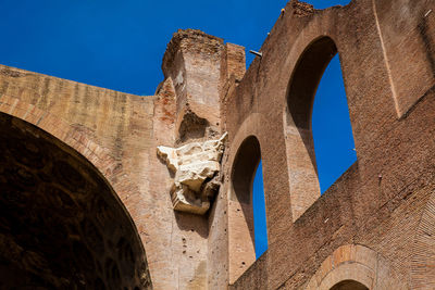 Detail of the walls of the basilica of maxentius and constantine in the roman forum in rome