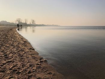 Scenic view of sea against clear sky