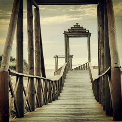 Wooden pier on river