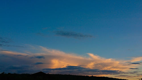 Low angle view of silhouette landscape against sky during sunset