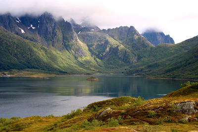 Scenic view of lake against sky