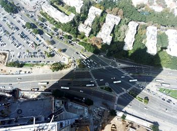 High angle view of road in city