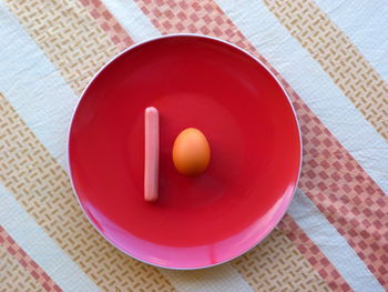 High angle view of breakfast on table