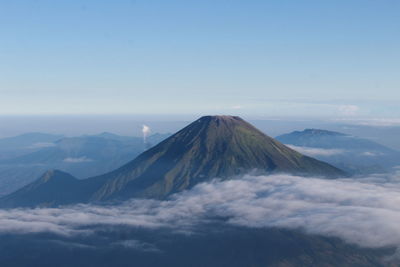 Scenic view of majestic mountains against sky