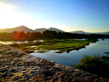 Scenic view of lake against sky