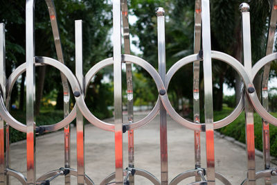 Close-up of metal railing