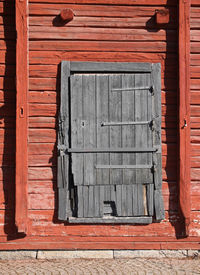 Closed door of building