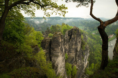 Bastei in the elbe sandstone mountains in the saxon switzerland in germany