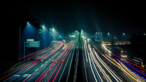 Light trails on highway at night