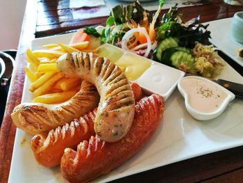 Close-up of served food in plate