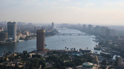 High angle view of cityscape against sky