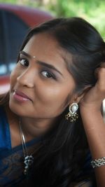 Close-up portrait of a beautiful young woman