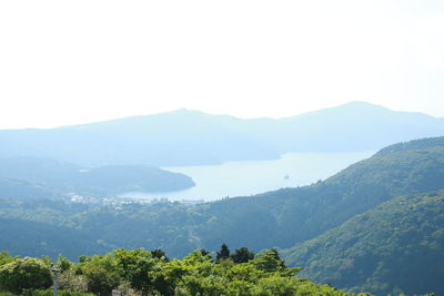 Scenic view of mountains against clear sky