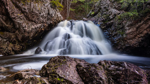 View of waterfall in forest