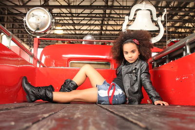 Girl in the fire truck