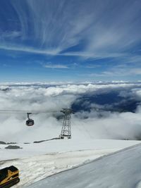 Aerial view of snowcapped mountain against sky