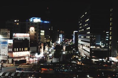 Illuminated cityscape at night