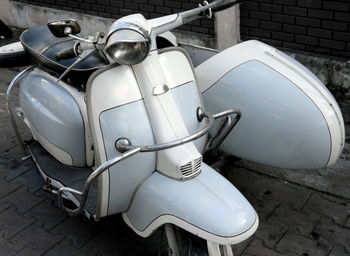 High angle view of vintage moped outdoors