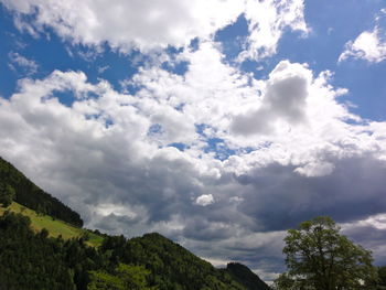 Scenic view of mountains against cloudy sky