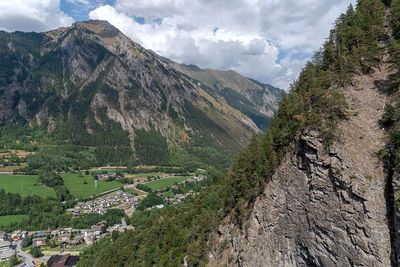 Panoramic view of landscape and mountains against sky