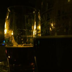 Close-up of beer on table