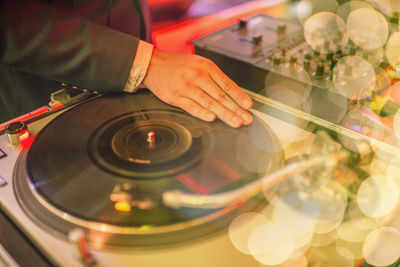 Close-up of man djing