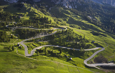 High angle view of road amidst landscape