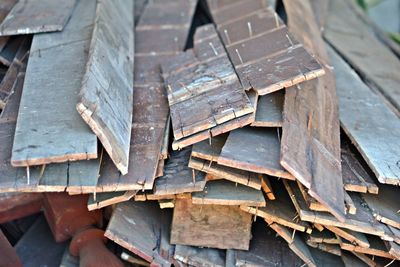 Close-up of a sheet of wood with nails