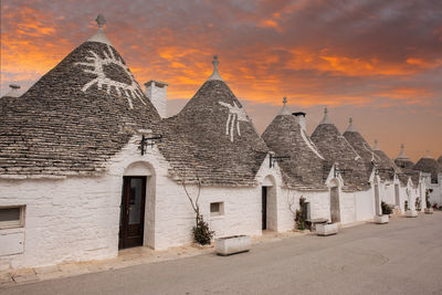 Sunset at trulli of alberobello, puglia, italy