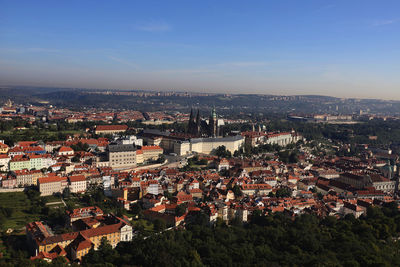 High angle view of townscape against sky