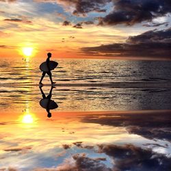 Scenic view of sea at sunset