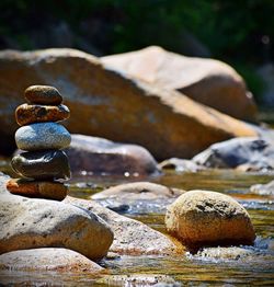 Stack of pebbles in water