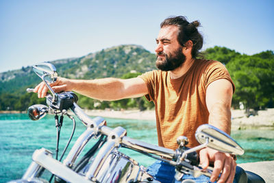 Man riding bicycle